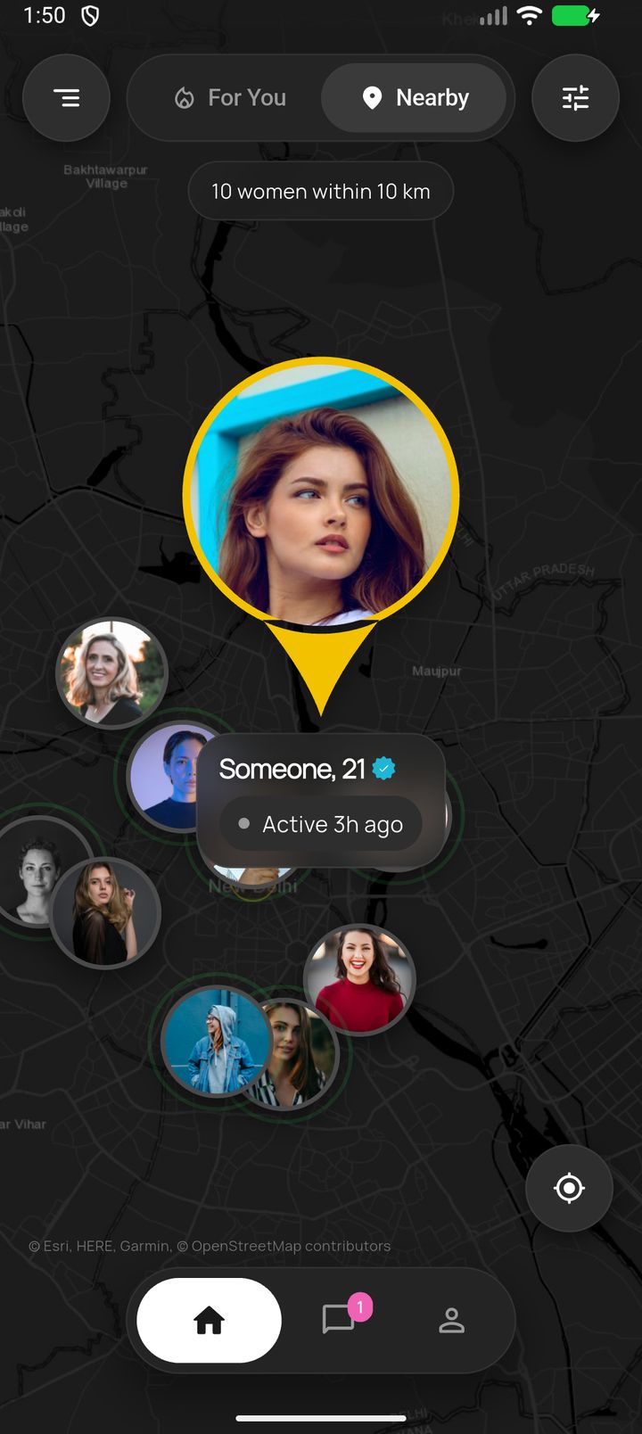 The Vibez Nearby map with photo pins